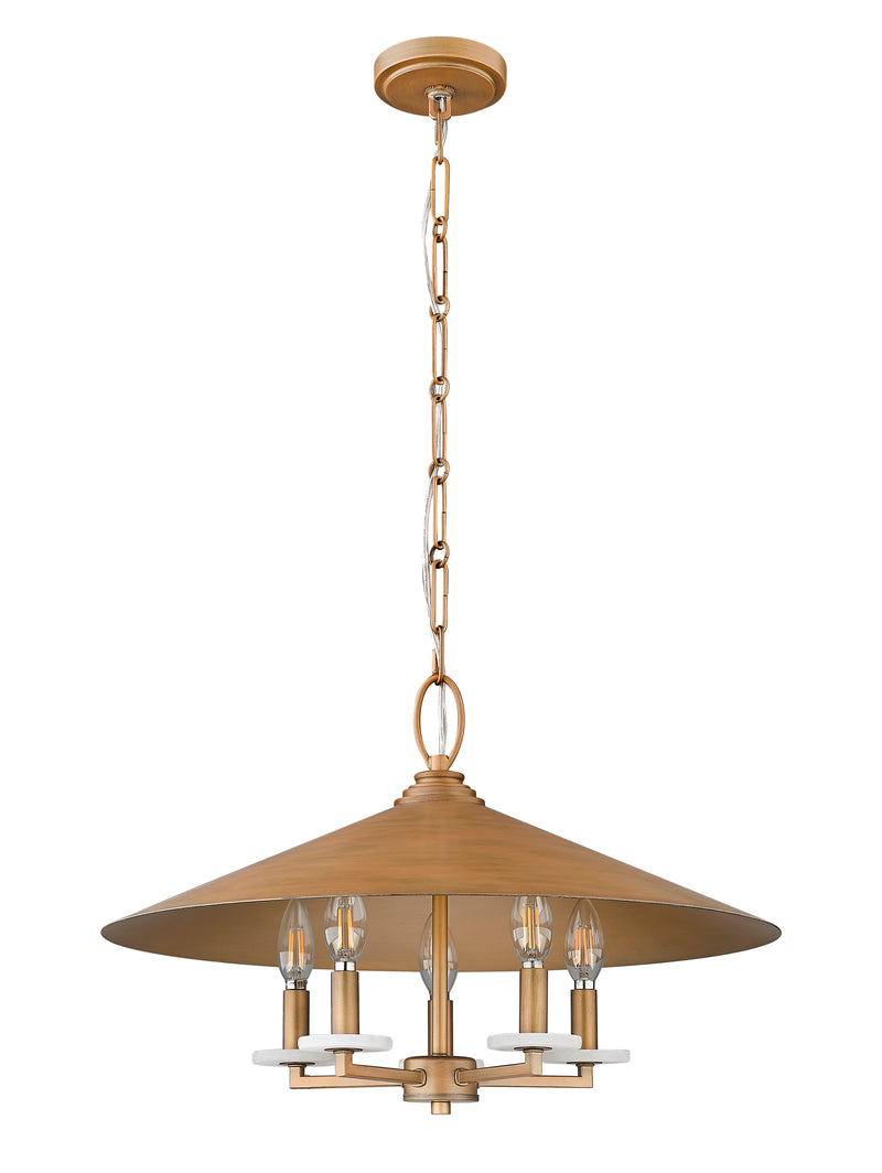Rialto 5 Light 22" Pendant in Signature Gold