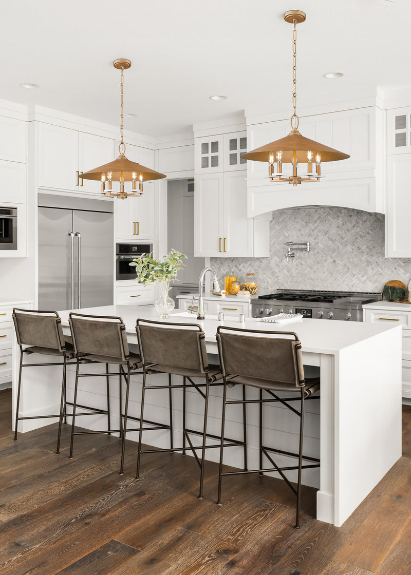Rialto 5 Light 22" Pendant in Signature Gold in a room setting