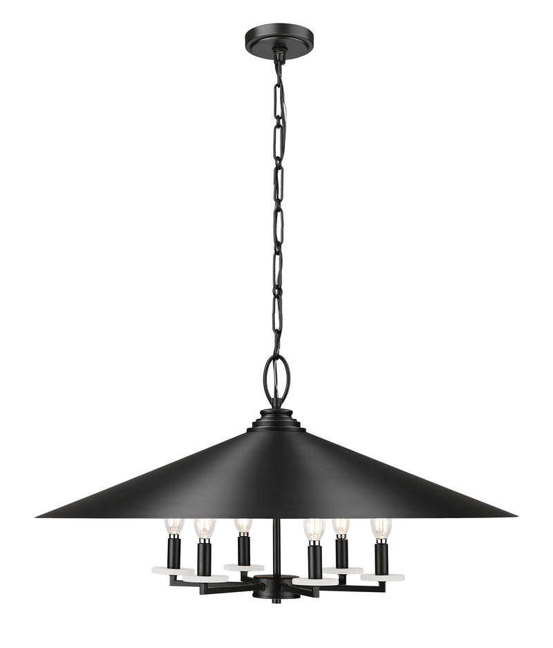 Rialto 6 Light 32" Pendant in Matte Black