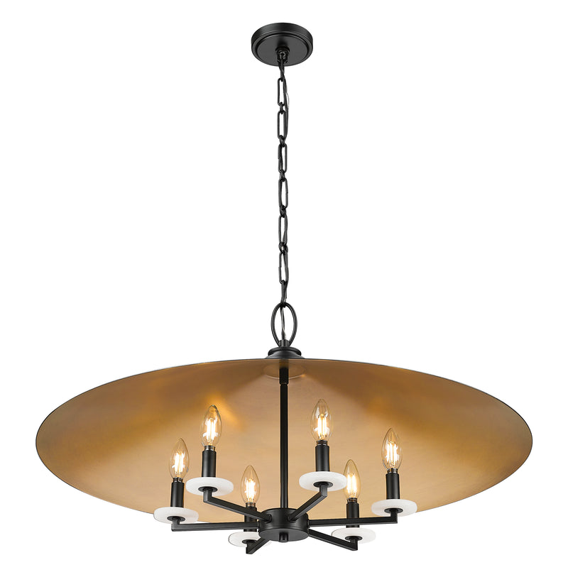 Rialto 6 Light 32" Pendant in Matte Black