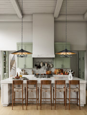 Rialto 6 Light 32" Pendant in Matte Black in a room setting
