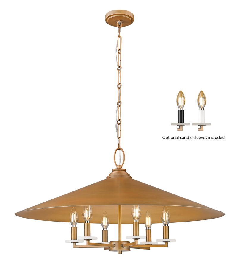 Rialto 6 Light 32" Pendant in Signature Gold