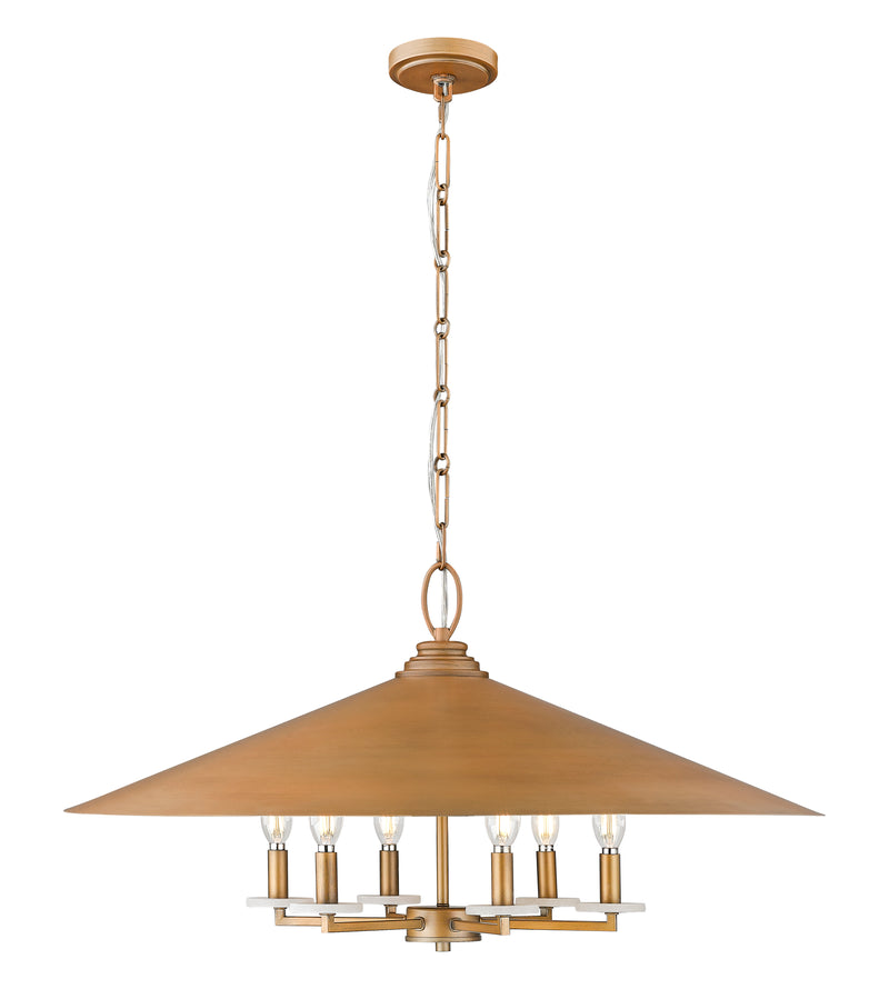 Rialto 6 Light 32" Pendant in Signature Gold