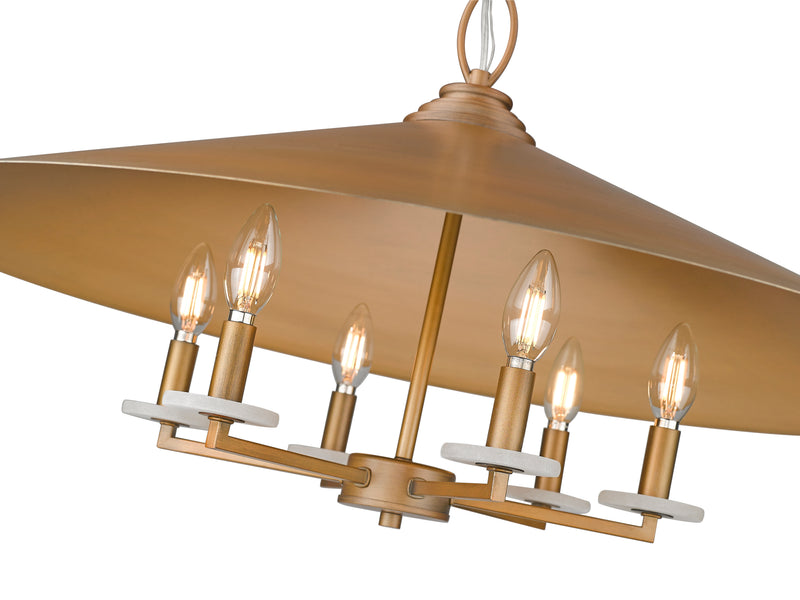 Rialto 6 Light 32" Pendant in Signature Gold