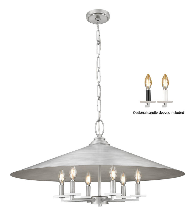 Rialto 6 Light 32" Pendant in Signature Pewter