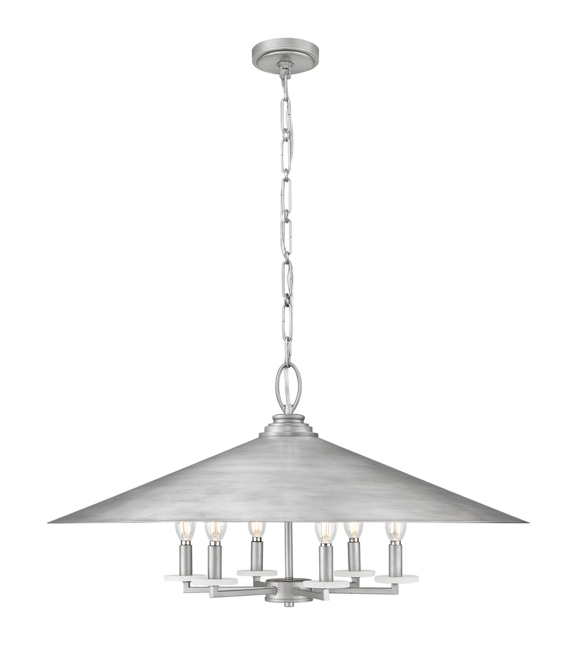 Rialto 6 Light 32" Pendant in Signature Pewter