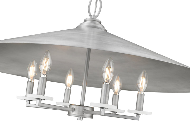 Rialto 6 Light 32" Pendant in Signature Pewter