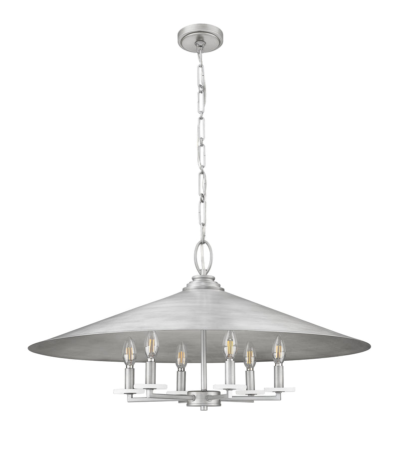 Rialto 6 Light 32" Pendant in Signature Pewter