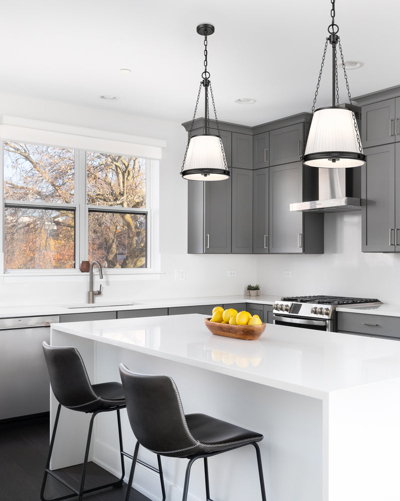 Madeline 4 Light 12" Pendant in Matte Black in a room setting