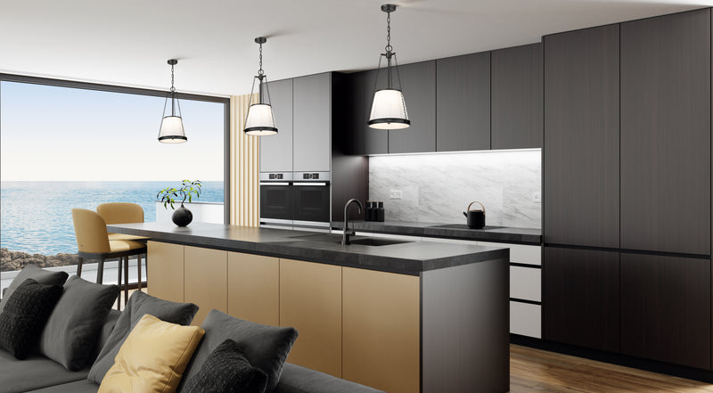 Madeline 4 Light 12" Pendant in Matte Black in a room setting