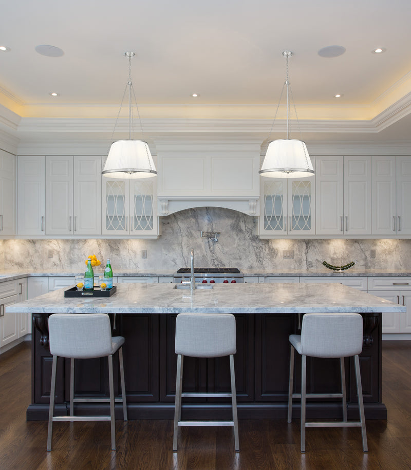 Madeline 6 Light 24" Pendant in Brushed Nickel in a room setting