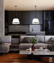 Madeline 6 Light 24" Pendant in Matte Black in a room setting