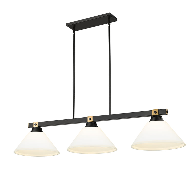 Bronte 3 Light Billiard in Matte Opal Glass