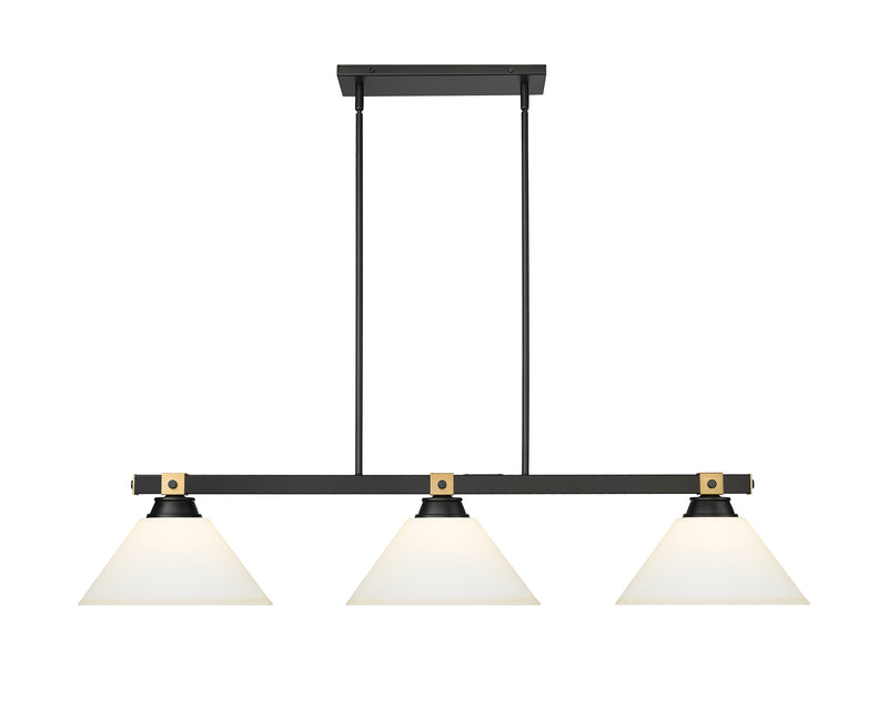 Bronte 3 Light Billiard in Matte Opal Glass