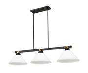 Bronte 3 Light Billiard in Matte Opal Glass