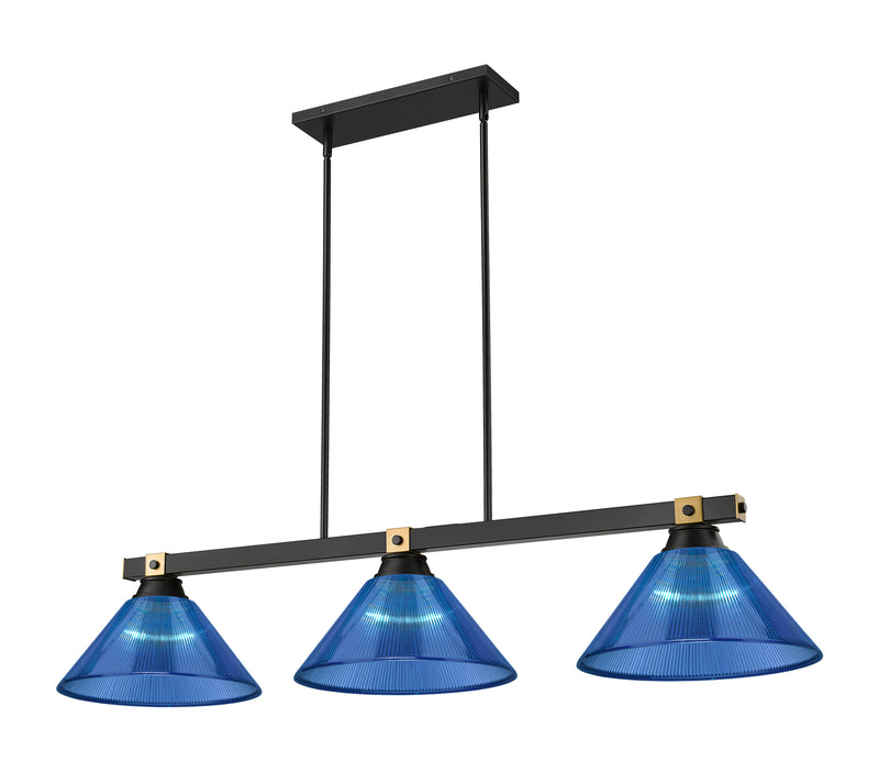 Bronte 3 Light Billiard in Dark Blue Acrylic