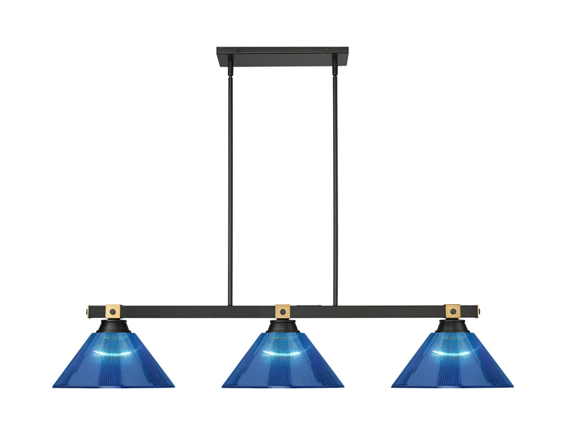 Bronte 3 Light Billiard in Dark Blue Acrylic