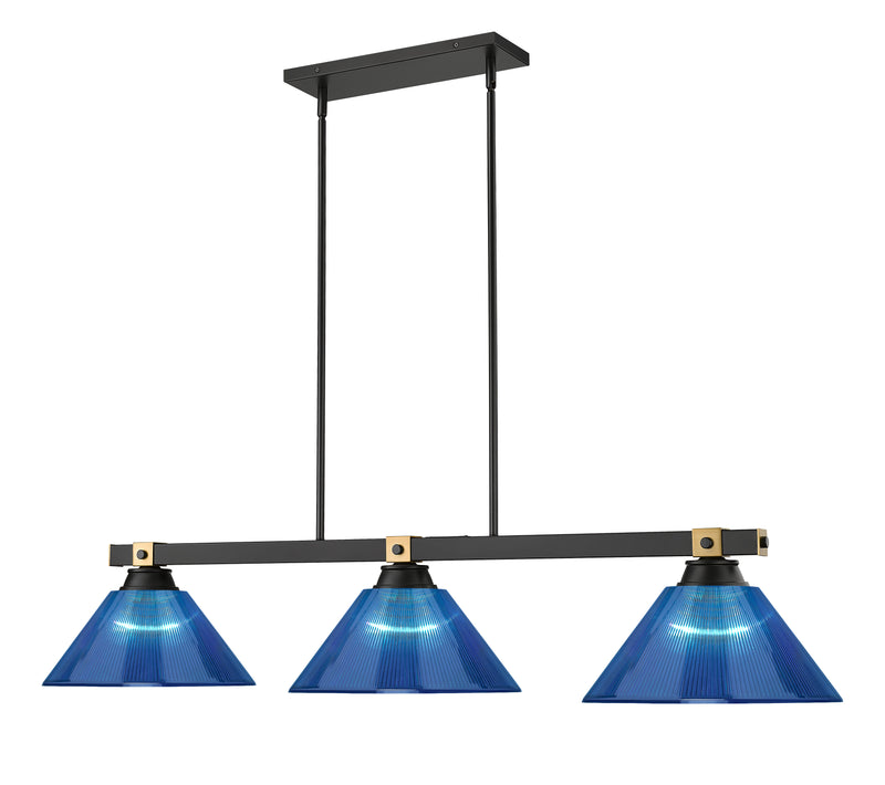 Bronte 3 Light Billiard in Dark Blue Acrylic