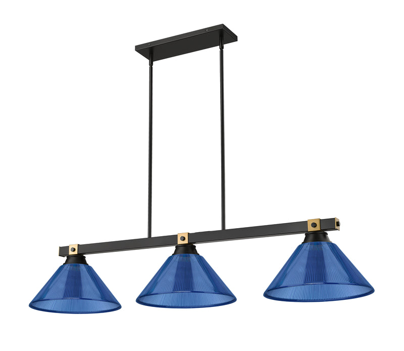 Bronte 3 Light Billiard in Dark Blue Acrylic