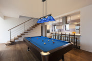 Bronte 3 Light Billiard in Dark Blue Acrylic in a room setting
