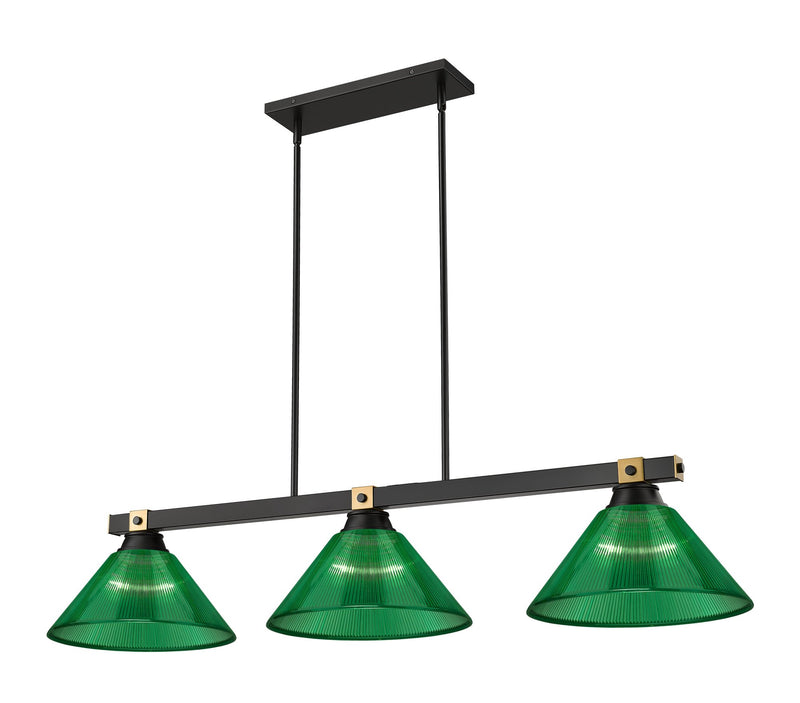 Bronte 3 Light Billiard in Green Acrylic