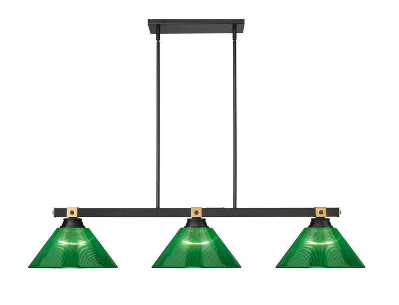 Bronte 3 Light Billiard in Green Acrylic