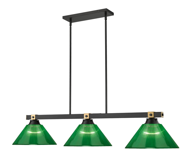 Bronte 3 Light Billiard in Green Acrylic
