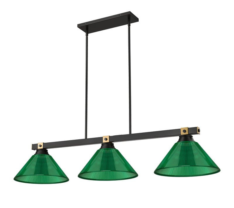 Bronte 3 Light Billiard in Green Acrylic
