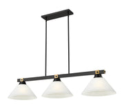 Bronte 3 Light Billiard in White Linen Glass