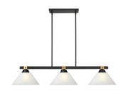 Bronte 3 Light Billiard in White Linen Glass