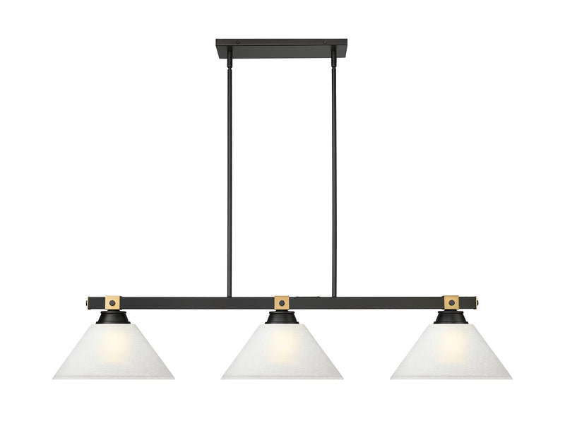 Bronte 3 Light Billiard in White Linen Glass