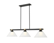 Bronte 3 Light Billiard in White Linen Glass