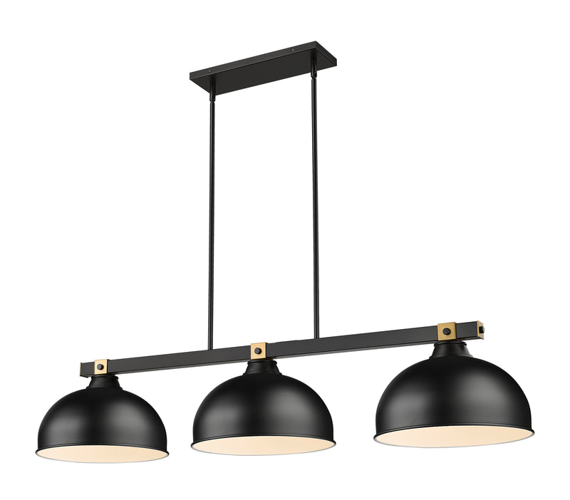 Bronte 3 Light Billiard in Matte Black Steel