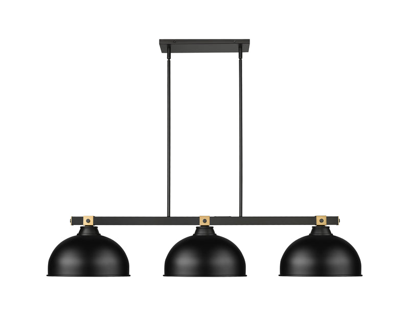 Bronte 3 Light Billiard in Matte Black Steel