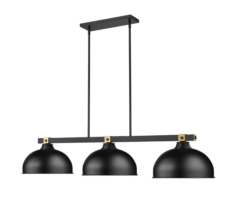 Bronte 3 Light Billiard in Matte Black Steel
