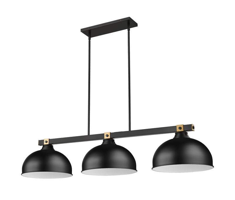 Bronte 3 Light Billiard in Matte Black Steel