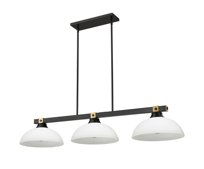 Bronte 3 Light Billiard in Matte Opal Glass
