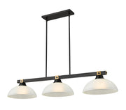 Bronte 3 Light Billiard in White Linen Glass