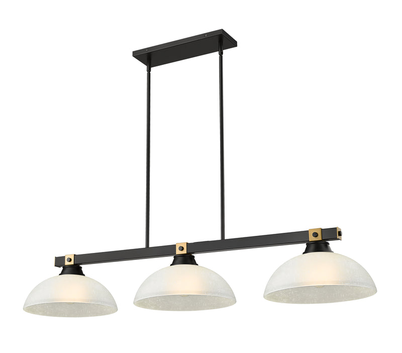 Bronte 3 Light Billiard in White Linen Glass