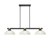 Bronte 3 Light Billiard in White Linen Glass