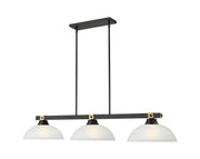 Bronte 3 Light Billiard in White Linen Glass