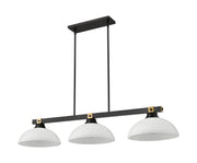 Bronte 3 Light Billiard in White Linen Glass