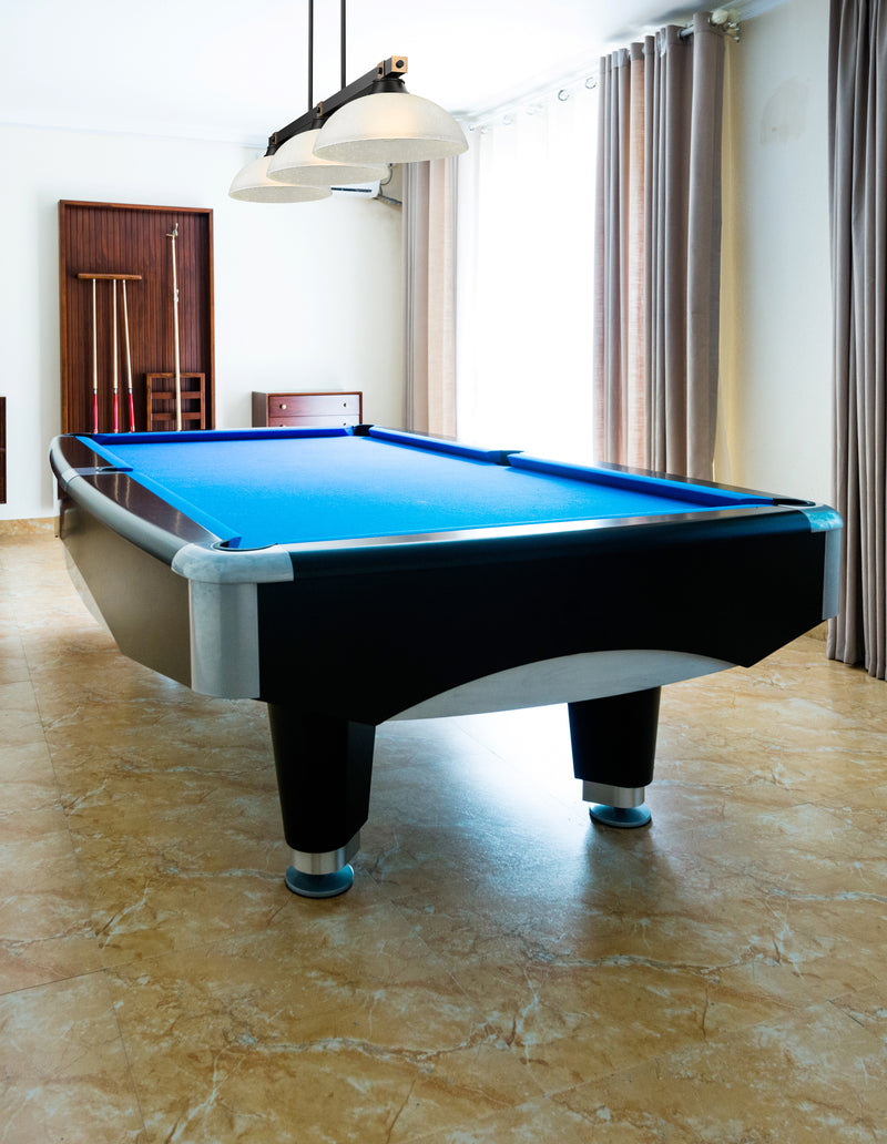 Bronte 3 Light Billiard in White Linen Glass in a room setting