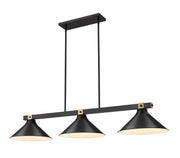 Bronte 3 Light Billiard in Matte Black Steel