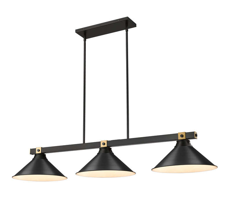 Bronte 3 Light Billiard in Matte Black Steel