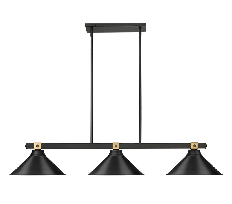 Bronte 3 Light Billiard in Matte Black Steel