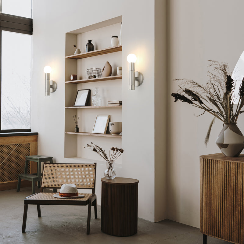Stari 1 Light 5" Wall Sconce in Brushed Nickel in a room setting
