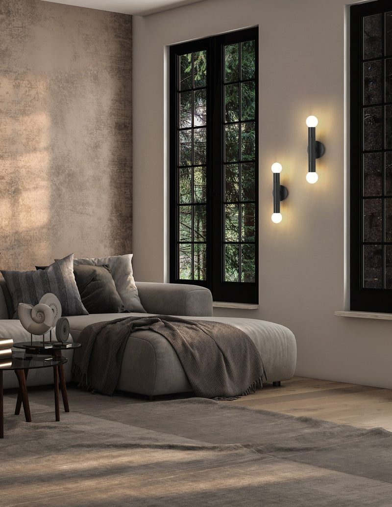 Stari 2 Light 5" Wall Sconce in Matte Black in a room setting