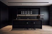 Stari 7 Light 54" Linear Pendant in Brushed Nickel in a room setting