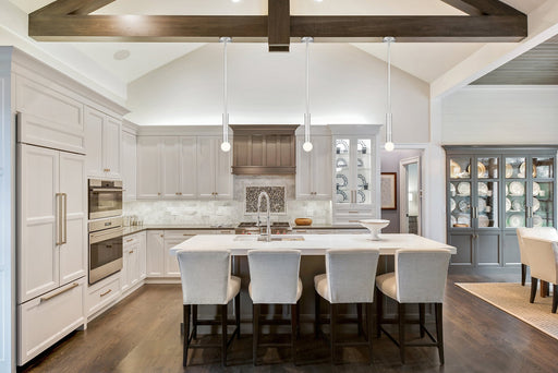 Stari 1 Light 4.75" Pendant, Rod Mount in Brushed Nickel in a room setting